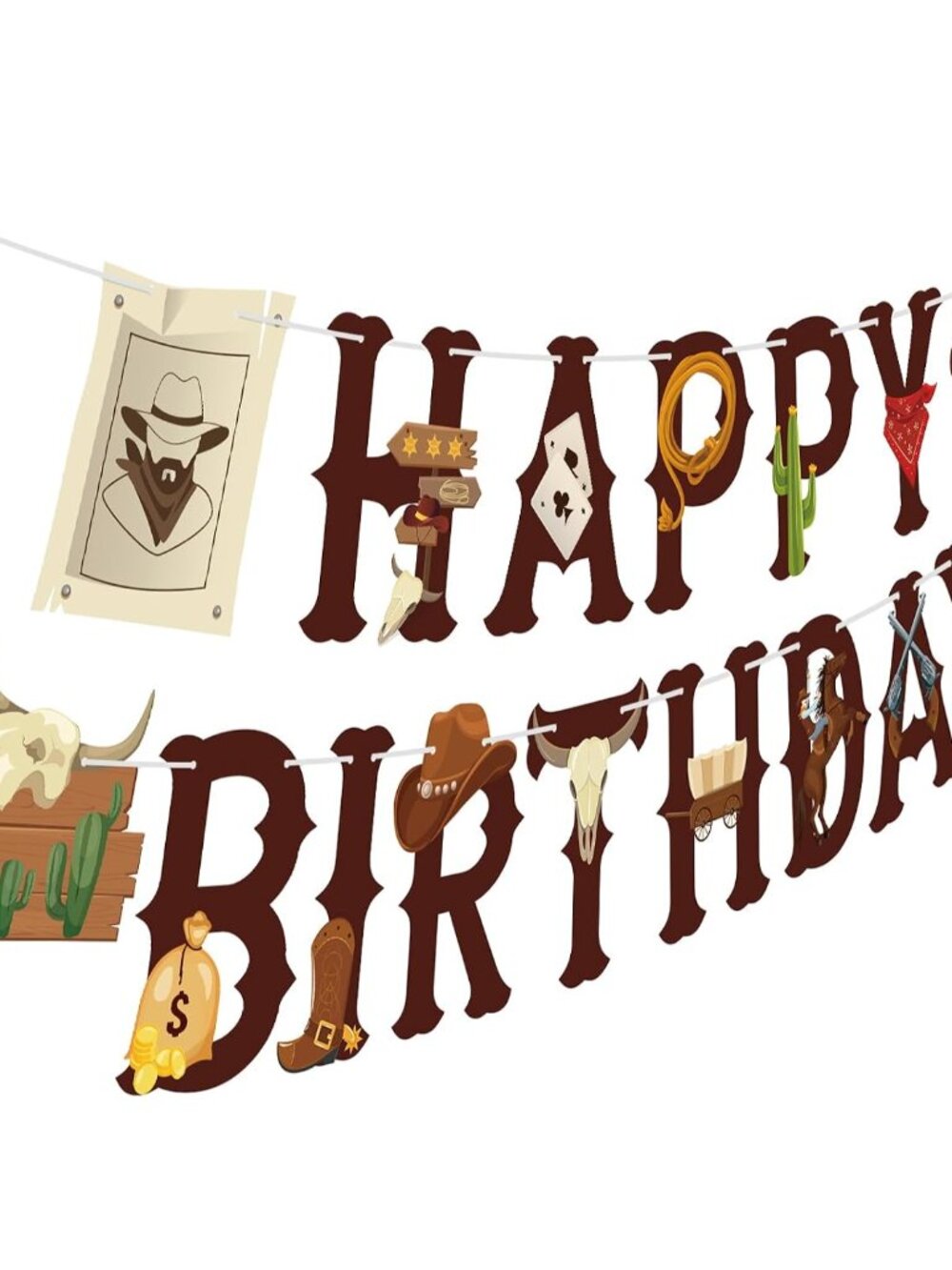 Western Happy Birthday Banner Cowboy Birthday Party Decorations Western Cowboy P